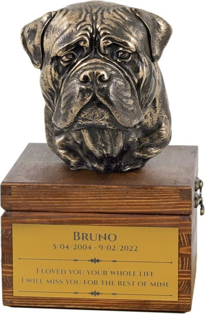 Bullmastiff urn hond met beeldje - persoonlijke urn hond voor hondenas