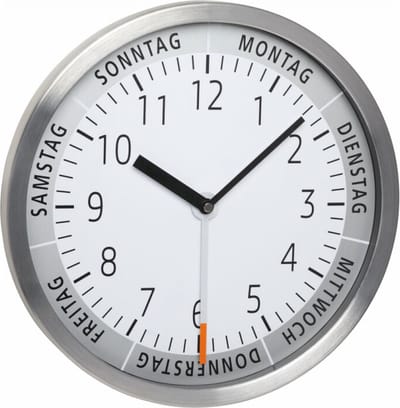 TFA Dostmann 60.3044.02 - Wandklok - Quartz - Aluminium - Glas - Zilverkleurig - Wit