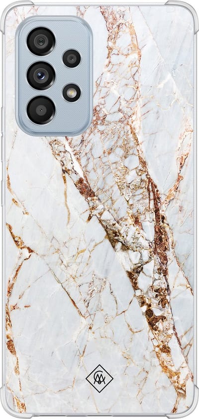 Casimoda® hoesje - Geschikt voor Samsung Galaxy A53 - Marmer Goud - Shockproof case - Extra sterk - Siliconen/TPU - Goudkleurig, Transparant