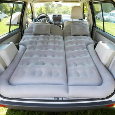 Autobed Luchtmatras - Opblaasbaar Matras - Kamperen Reizen - Met Elektrische Pomp - 170 x 130 cm - Lichtgrijs
