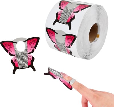 500 Stuks Zelfklevende Nagel Sjablonen voor Gel Nagels - Vlinder en Rozenrood Nagelvormen voor DIY Manicure en Nagelverlenging