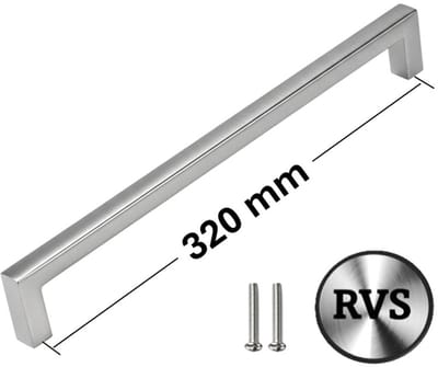 MSQDESIGN - Lange RVS Handgreep (Groot) - 320mm - zilvere Handgrepen kast - Meubelgrepen zilver - Keukengreep RVS - Kastgrepen - Handgrepen keukenkastjes - Meubelgreep - Handgrepen voor deurtjes - handgreep keuken - Deurgreep - incl schroeven