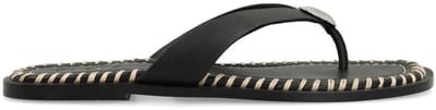 Sacha - Dames - Zwarte leren slippers met zilverkleurig detail - Maat 36