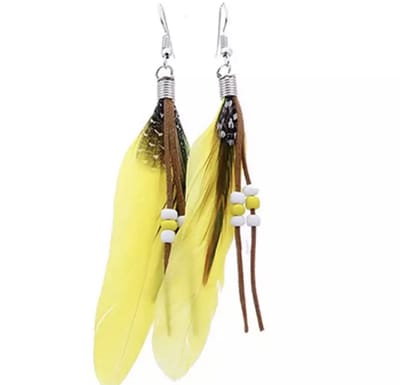 Jomide Oorhangers Boho Veren - Geel