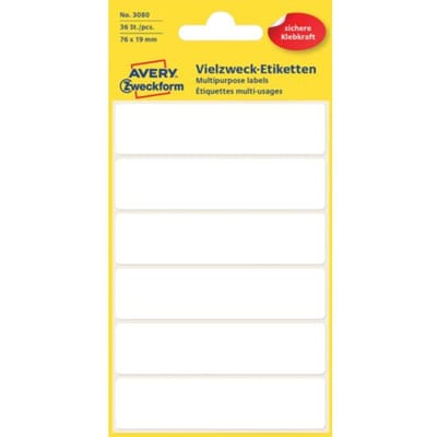 Etiket avery zweckform 3080 76x19mm wit 36 Etiketten