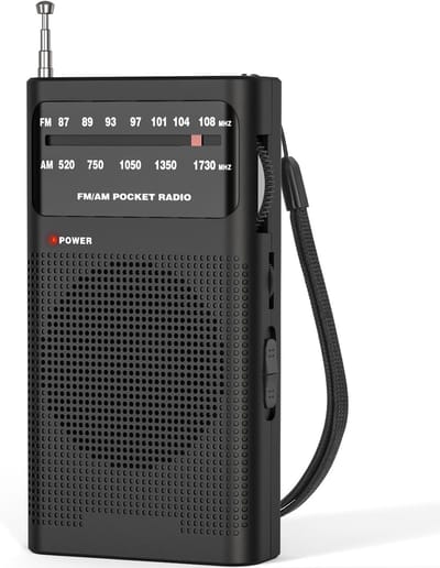 Draagbare AM/FM-radio - voor thuis en buitenshuis - transistorradio - werkt op 2 AA-batterijen - langeafstandsontvanger luidspreker transistorantenne hoofdtelefoonaansluiting - een klein cadeautje voor senioren - 1 stuk(zwart)