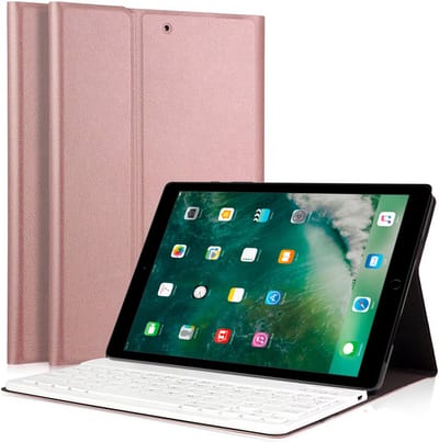 Hoes met Toetsenbord geschikt voor iPad Pro 12.9 - 2015 / 2017 - Keyboard Book Case Cover Rosegoud
