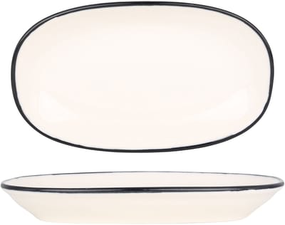 Bonna Serveerschaal - Linea Black - Porselein - 24x14 cm - set van 2