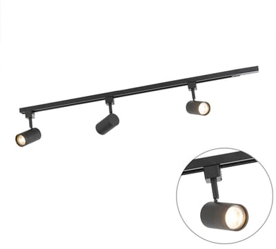 QAZQA jeana - Moderne Dimbare LED Smart Spot railsysteem verlichting, railverlichting incl. wifi met Dimmer - 3 lichts - L 100 cm - Zwart - Woonkamer | Slaapkamer | Keuken