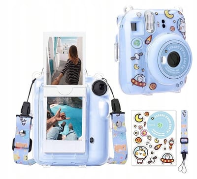 EtuiTab - Siliconen Hoesje - Instax Mini 12 - Niveaublauw - Inclusief Stickers