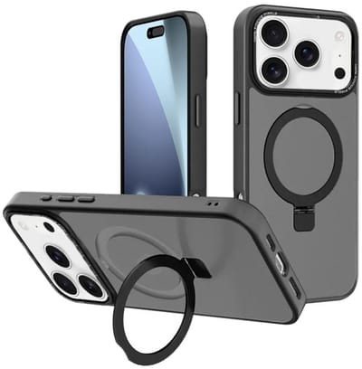 Backcover met onzichtbare standaard [Compatibel met MagSafe] Schokbestendig Hoesje - Geschikt voor: Apple iPhone 17 Pro - Zwart