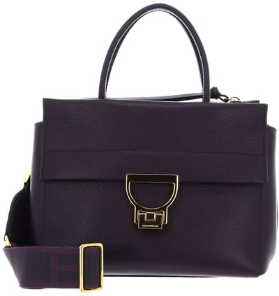 COCCINELLE Leren handtas schoudertas Arlettis Signature Handbag Grained Leather Prune donkerpaars