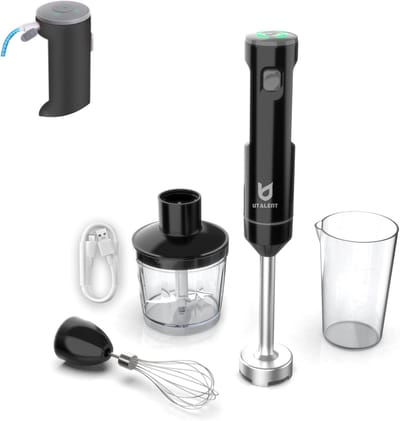 Draadloze Handblender met Oplaadfunctie en Snellader - Mixen, Kloppen, en Opkloppen voor Smoothies, Babyvoeding en Soepen