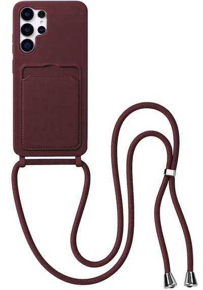 Hoes Geschikt voor Samsung S26 Ultra Hoesje Met Koord - Telefoonhoesje Geschikt voor Samsung Galaxy S26 Ultra Backcover Met Afneembaar Koord - Aubergine