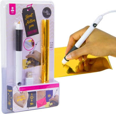 Hot Foil Applicator met Gouden Folie - Heat Active Pen - Hobbypakket - DIY - Creatief - Knutselpakket - voor Meisjes / Jongens / Volwassenen - Embossingpen - Wit - Crafts&Co
