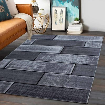 Flycarpets Marlon Vloerkleed -Modern Laagpolig- Grijs / Zwart - 280x370 cm