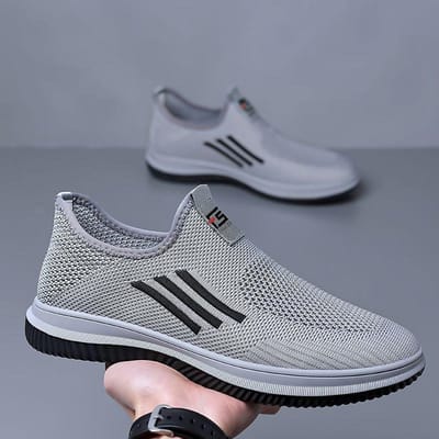 Nieuwe Herenschoenen Sport Casual Schoenen Heren Mesh Vliegend Geweven Schoenen Instappers Hardloopschoenen 44 gray