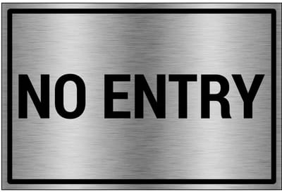 No entry bord - gecoat brushed aluminium - grijs zwart | 18 x 12 cm