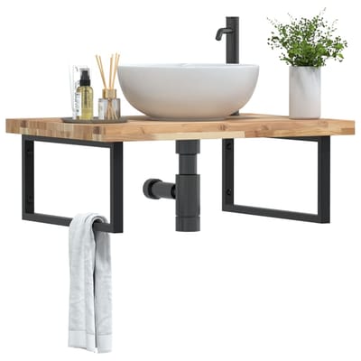 vidaXL - Badkamer - wandschap - staal - en - massief - acaciahout