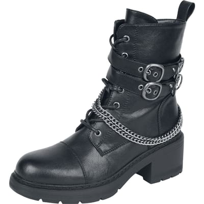 Rock Rebel by EMP - Rock Laars - Veterlaarzen met gespen en ketting - EU37 tot EU41 - voor Vrouwen - zwart