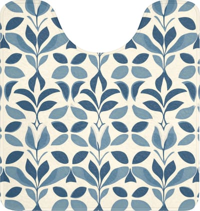 WC mat met uitsparing 55x60 cm - Antislip - Flora - Modern - Blauw - Toiletmat met uitsnijding - Vloermat - Douchemat - Toilet tapijt - Toiletmatten