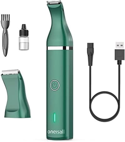 Hondenpoottrimmer met dubbele messen, geluidsarme tondeuse, huisdierverzorgingsset voor honden, katten, poten, ogen, oren, gezicht