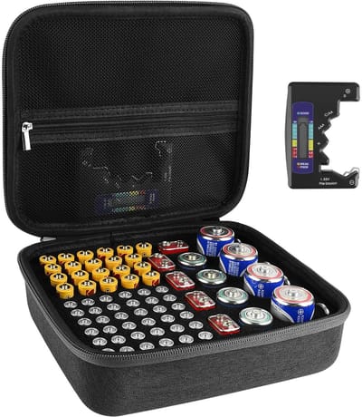 Store_7 - Opslagcontainer voor Harde Batterijen - Organizerbox met Tester - Veilig Draagbare Batterijhouder - Compact Formaat - Geschikt voor AA AA...