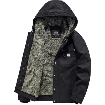 Automne et Hiver Nouveaux Vêtements en Coton Mi-longs pour Homme Décontractés Grande Taille Coton Lavé Vêtements en Coton de Travail 4XL gray