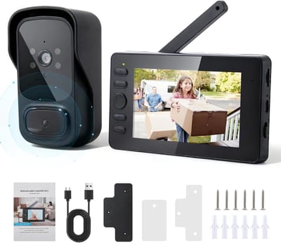 Videodeurbel met Camera - Draadloze Intercom - Toegangscontrole Huis - 1080p HD Beeld - 43 inch Scherm - Zwart