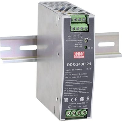 MEAN WELL DDR-240B-48 DIN-rail DC/DC-converter 48 V/DC 5 A 240 W Aantal uitgangen:1 x Inhoud 1 stuk(s)