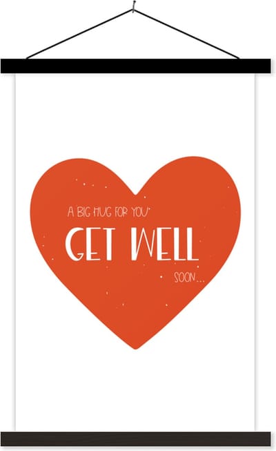 Posterhanger incl. Poster 40x60 cm - Schoolplaat - Sterkte - Spreuken - Stippen - Knuffel - Textielposter - Zwarte latten