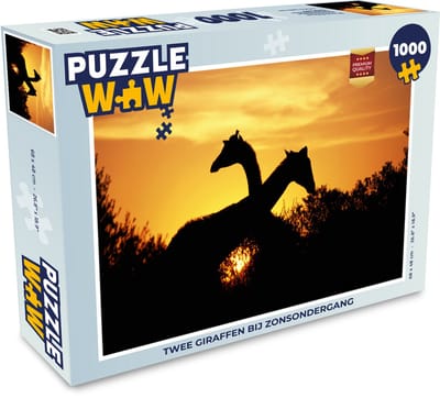 Puzzel Twee giraffen bij zonsondergang - Legpuzzel - Puzzel 1000 stukjes volwassenen