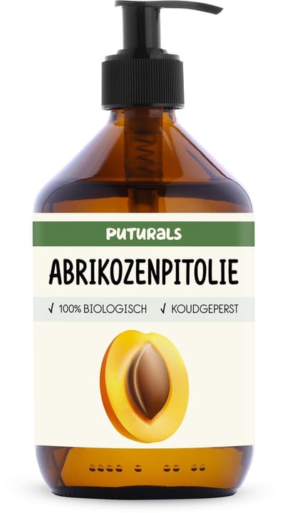 Puturals Abrikozenpitolie 100% Biologisch - 500ml - Koudgeperst en Puur - Abrikozenpitolie voor Huid, Haar, Gezicht en Lippen