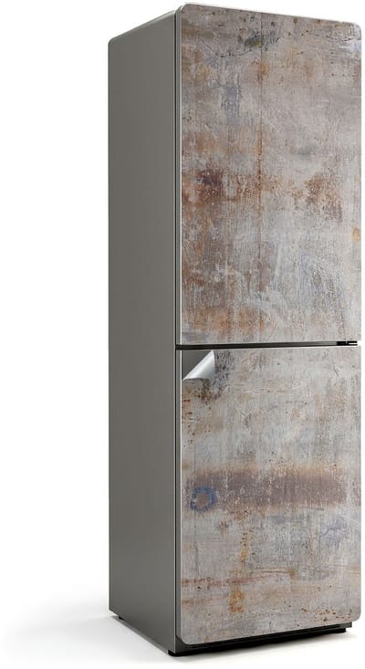 Wallfluent Koelkaststickers - Ruwe betontextuur Koelkast Folie - 60 cm x 190 cm - Grijs Koelkaststickers - Koelkast Decoratie Stickers - Koelkast Makeover - Grote Koelkast Sticker - Stijlvolle Koelkast Stickers
