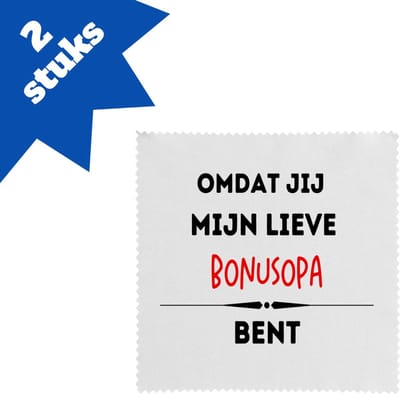 Akyol - omdat jij mijn lieve bonusopa bent brillendoekjes - Opa - de liefste bonusopa - verjaardag - cadeautje voor opa - kado - geschenk - 17,8 bij 17,8 cm - 2 stuks