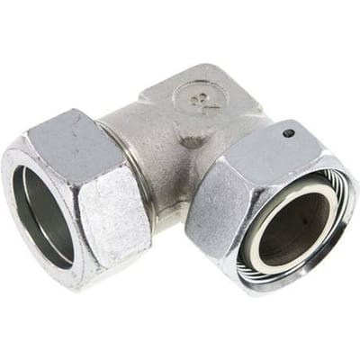M45x2 x 35L Verzinkt Stalen Verstelbaar L-Fitting 90graden met Afdichtconus en O-ring 160 Bar DIN 2353 - FL2E-NC-EZN-45-35-LO