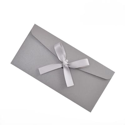Set van 10 rustieke, kleurrijke enveloppen met elegante zijden strikken – perfect voor trouwuitnodigingen, verjaardagskaarten, feestaankondigingen en knutselprojecten, 22x11 cm, zilverwit