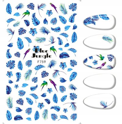 Frezarkowo - Zelfklevende Nagelstickers - PAPUGA LIŚCIE