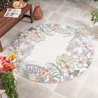 Fraai Rond buitenkleed bloemen - Poppy Creme - Ø 200cm