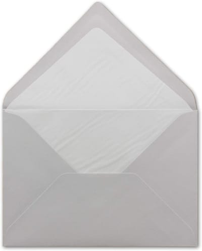 50x DIN B6 Enveloppen Lichtgrijs 120x180 mm - Met Witte Zijden Voering en Natte Kleeflaag