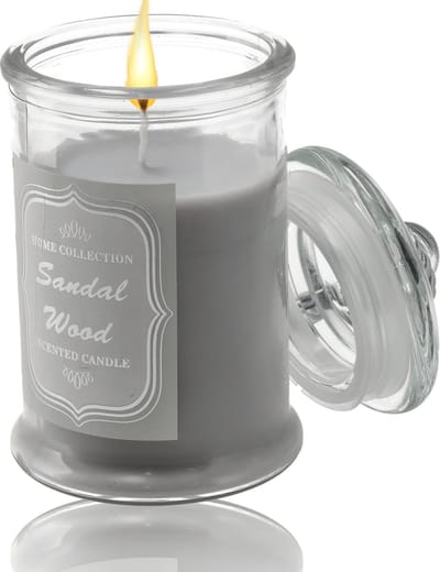 Geurkaars in Glas Sandalwood - Luxe buitenkaars met Glazen deksel - 34 Uur brandduur