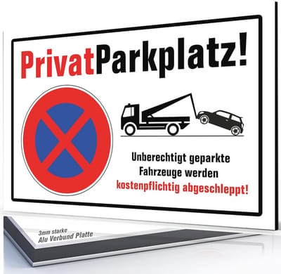 Waarschuwingsbord voor Privé Parkeerplaats 20x30 cm - Onbevoegd Parkeren Gestraft