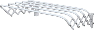 MSV Uitschuifbaar wasgoedrekje/droogrek - 5 meter waslijn - Ophangbaar aan muur - wit - 100 cm - metaal