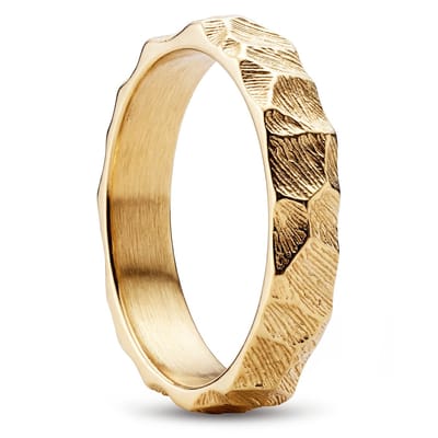 New Classics | 4 mm goudkleurige roestvrijstalen ring met rustieke afwerking