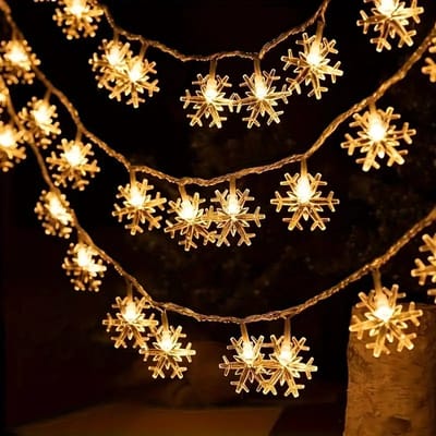 Lexorion Warm Wit Led - Kerstverlichting - Sneeuwvlok LED Lichtsnoer - 3 Meter - 20 LED's - Warm Wit - Binnen & Buiten - Kerstdecoratie - Sinterklaas Cadeau