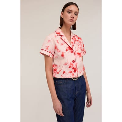 Motivi Short Shirt With Chinè Pattern Red Size: 32 | Button-Down Shirts Outlet | Dames | Rood