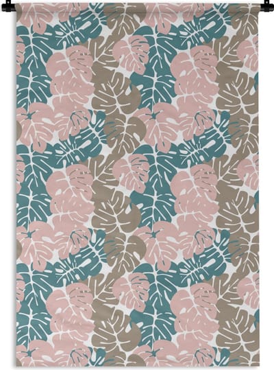 Wandkleed - Wanddoek - Monstera - Jungle - Patronen - Pastel - Bladeren - 120x180 cm - Wandtapijt