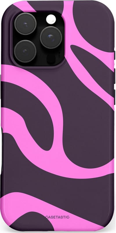 Casetastic hoesje geschikt voor Apple iPhone 16 Pro - MagSafe - Dubbellaagse bescherming - Roze Paarse Lavendel Abstractie - Fashion Case - Donkergrijs Roze