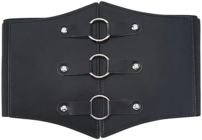 Dailygoods - PU Lederen Vrouwen Brede Corset Riem 17,5 cm Hart Ring Waspie Elastische Band Tailleband Vintage Elastische Bandloze Taille Cincher Riem voor Dagelijks Cosplay Halloween Kostuums