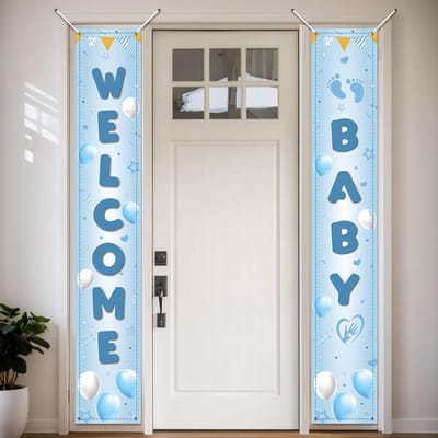Dailygoods- Deurbanner Welkom Baby - Decoratie - Feestdecoratie - Baby Shower - Kids Verjaardag - 180 x 30 cm - Feestbanner